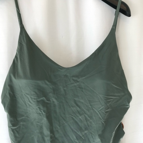 AERIE Cheeky Side Ring One Piece Swimsuit GREEN open back adjustable padded XL - Picture 2 of 10